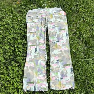 Multicolor Abstract Print Cargo Pants
